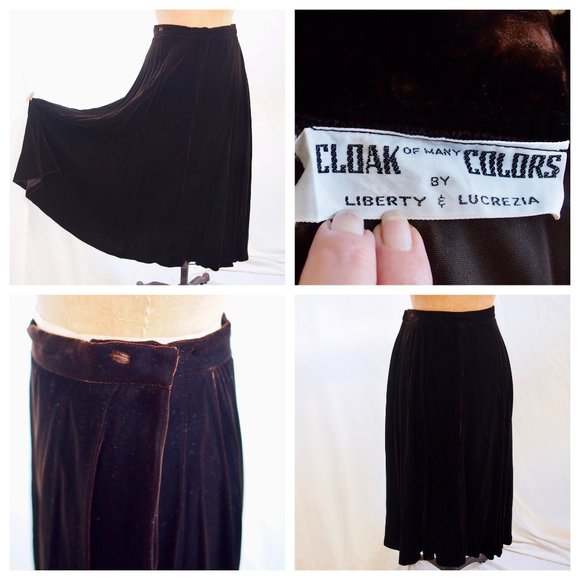 vtg CLOAK OF MANY COLORS Velvet Maxi Skirt Gothic Steampunk Victorian 12 EUC - Picture 1 of 9